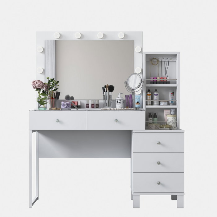 Hanah Home Mesa de Maquillaje Blanca con 10 Focos